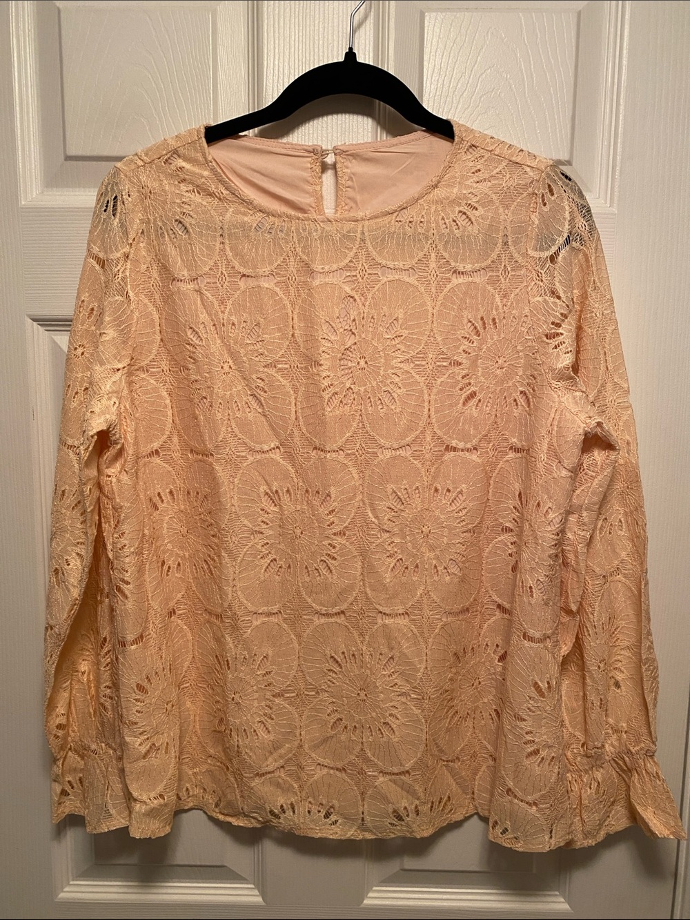 Lace Long-Sleeve Blouse - Peach…size M